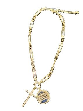 Gold Cross and Coin Charm Necklace with Jeremiah 29:11 engraved - Women Jewelry